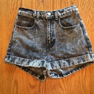 American apparel high rise acid wash shorts